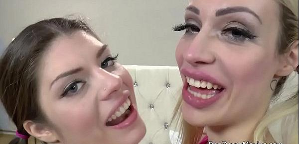  Chessie Kay and Lucia Love asslick and gag with old Ben Dover